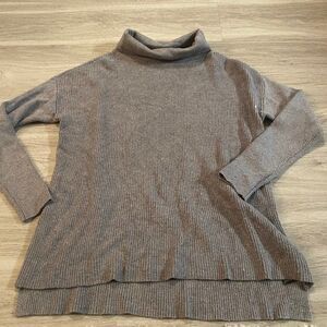 Devotion By Cyrus Womens Gray Cowl Neck Ribbed Hi Low Pullover Sweater Sz Small